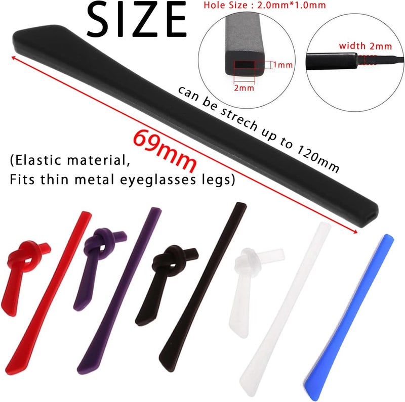 KECHIO 5 Pairs Anti-Slip Silicone Eyeglass End Tips Ear Sock Pieces Tube Eyewear Comfort Replacement Tips for Flat Thin Metal Eyeglass Legs, 3 Black/2 Brown - Image 4